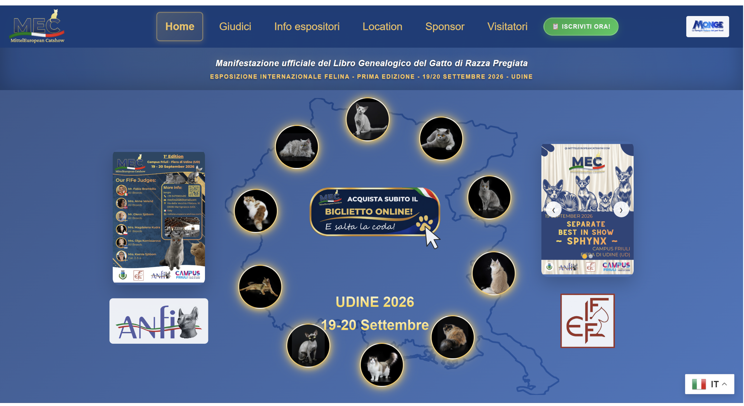 Screenshot del sito MittelEuropean CatShow
